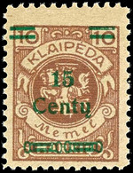15 Cent Auf 10 Mark, Type I, Postfrisch, Geprüft Nestor VP, Mi. 250,-, Katalog: 206 ** - Other & Unclassified