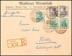 15+5 Pf. Germania, Senkr. Im Paar Als 4er-Block (rechts Oben Kl. Eckbug) Mit 5 Pfg Zusatzfrankatur (durch Diese Brief Ge - Other & Unclassified