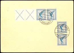 X+X+20+20 Pf. Flug 1930/31 Und Senkr. Paar 20 Pfg Flug Rückseitig Auf Zeppelin-GA-Karte  8 Pf. Präsidenten (P 191) Und Z - Other & Unclassified