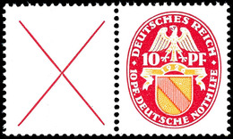 X+10 Pfg., Nothilfe 1926,  Waagerechter Zusammendruck Postfrisch, Mi. 250,-, Katalog: W24.1 ** - Other & Unclassified