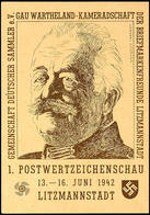 1940. 6 Pfg. Hitler, GS-Karte "1. Postwertzeichenschau Gau Wartheland, Litzmannstadt 13.-16.JUNI 1942" Mit Pass. SST, Bl - Other & Unclassified