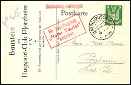 Mühlhausen (Amt Pforzheim), 1924  16.11, 5 Pfg Holztaube Als Einzelfrankatur Auf Karte Ohne Segelflugmarke, Befördert Mi - Other & Unclassified