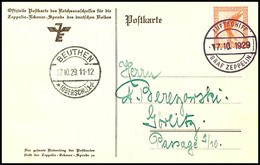 1929, Schlesienfahrt, Bordpost Vom 17.10. Mit Abwurf Beuthen, Eckener-Spendenkarte Mit 50 Pfg. Adler Und Vorderseitig Al - Andere & Zonder Classificatie