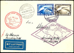 1930, Südamerikafahrt, Postkarte Der Rundfahrt, Mit 2 Und 4 RM. Südamerikafahrt Mit Bordpoststempel "LUFTSCHIFF GRAF ZEP - Andere & Zonder Classificatie