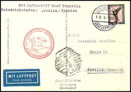 1930, Südamerikafahrt, Bordpost Vom 19.5. Bis Sevilla, Fotokarte Mit 1 M. Adler Und Vorderseitig Allen Stempeln, Pracht, - Other & Unclassified