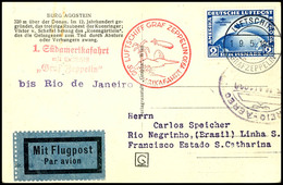 1930, Südamerikafahrt, Bordpost Vom 19.5. Bis Rio De Janeiro, Karte Mit 2 RM Zeppelin, Alle Stempel Vorderseitig, Pracht - Andere & Zonder Classificatie