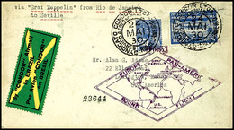 1930, Südamerikafahrt, Brasil. Post, Rio De Janeiro - Sevilla, Brief Mit 20000 R. Zeppelinmarke Aus RIO DE JANEIRO 24.MA - Other & Unclassified