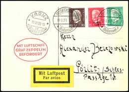 1930, Schweizfahrt, Auflieferung Friedrichshafen Mit Abwurf Vaduz, Karte Mit Bunter Frankatur Nach Görlitz, Alle Stempel - Other & Unclassified