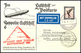 1931, Landungsfahrt Nach Ägypten, Bordpost Vom 10.4., Karte Mit 1 M. Adler Und Vorderseitigem Ankunftsstempel, Karte Rüc - Andere & Zonder Classificatie