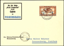 1931, Landungsfahrt Nach Ägypten, Ägyptische Post, Karte Mit Postsonderstempel Von Alexandria Nach Braunschweig., Katalo - Andere & Zonder Classificatie