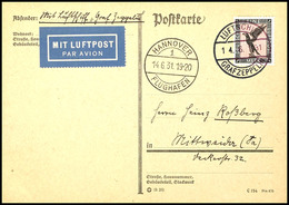 1931, Fahrt Nach Hannover, Bordpost Vom 14.6., Karte Mit 1 M. Adler Und Vorderseitigem Ankunftsstempel, Adressiert Nach  - Other & Unclassified