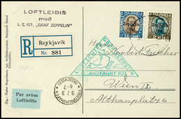 1931, Islandfahrt, Isländische Post, R-Karte Mit 1 Kr. Und 2 Kr. Sondermarke Via Friedrichshafen Nach Wien, Ungewöhnlich - Andere & Zonder Classificatie