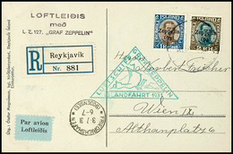 1931, Islandfahrt, Isländische Post, R-Karte Mit 1 Kr. Und 2 Kr. Sondermarke Via Friedrichshafen Nach Wien, Ungewöhnlich - Other & Unclassified
