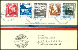 1932, Schweizfahrt - 250. Fahrt, Liechtensteinische Post, Vordruckbrief Mit Fünf Verschiedenen Werten Nach Metzingen, Pr - Sonstige & Ohne Zuordnung