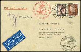 1933, 4. Südamerikafahrt Mit Auslieferung Friedrichshafen, Brief Aus HAMBURG 4.8. Mit 1 M. Adler Und 50 Pfg. Reichspräsi - Andere & Zonder Classificatie