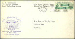 1933, Chicago-Fahrt, Amerikanische Post, Miami -Chicago, Brief Aus MIAMI OCT.23 Mit 50 C. Sondermarke Und Allen Stempeln - Andere & Zonder Classificatie