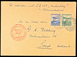 1936, 1. Nordamerikafahrt LZ 129, Auflieferung Frankfurt/M., Brief Mit Beiden Zeppelin-Marken über USA Nach HOLLAND, Kat - Andere & Zonder Classificatie