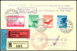 1936, 1. Nordamerikafahrt, Liechtensteinische Post, R-Eilboten-Brief Aus SCHAAN 5.V. Mit  1 Fr. Sondermarke Und Drei Flu - Andere & Zonder Classificatie
