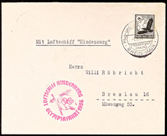 1936, Olympiafahrt LZ 129, Auflieferung Rhein/Main-Flughafen, Brief Mit EF 100 Pfg Steinadler Nach Breslau, Katalog: Si. - Andere & Zonder Classificatie