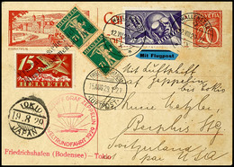 Schweiz: 1929, Weltrundfahrt, Auflieferung Friedrichshafen Bis Tokio, Ganzsachenkarte Mit Beidseitiger Zufrankatur Aus W - Andere & Zonder Classificatie