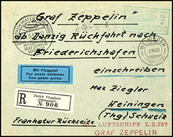 Schweiz: 1932, LUPOST-Fahrt, Post Der Rückfahrt, R-Brief Aus ZÜRICH FLUGPLATZ 29.VII. Mit Rückseitig Bunter Frankatur Un - Andere & Zonder Classificatie
