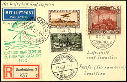 SAARGEBIET: 1932, 6. Südamerikafahrt, R-Karte Nach Recife., Katalog: 177Aa BF - Andere & Zonder Classificatie