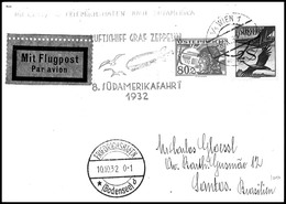 Österreich: 1932, 8. Südamerikafahrt, Auflieferung Friedrichshafen, Karte Aus WIEN 8.X. Mit Flugpostfrankatur Nach Santo - Andere & Zonder Classificatie