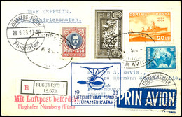 Rumänien: 1933, 3. Südamerikafahrt, Auflieferung Friedrichshafen, R-Karte Aus BUKAREST 27.6. Nach Recife Mit Allen Stemp - Sonstige & Ohne Zuordnung