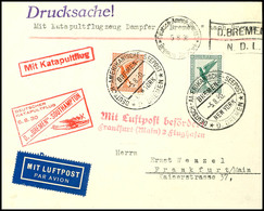 1930, D. Bremen 6.8., Umschlag Mit Dt. Seepostaufgabe Vom 5.8. Mit Flugpostfrankatur, Adressiert Nach Frankfurt Mit Flug - Sonstige & Ohne Zuordnung