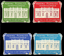 1911 Turin, Mostra Filatelica Internazionale 14.-23. Ottobre, Set Von In Vier Verschiedenen UPU-Farben Gehaltene Und Mit - Andere & Zonder Classificatie