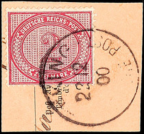 2 Mark Dunkelrotkarmin Auf Pracht-Postanweisungs-Briefstück Mit K1 PEKING DP 23.12.00 (etwas Undeutlich), Steuer Mal 10, - Deutsche Post In China
