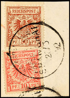 10 Und 50 Pf. Auf Briefstück, Gepr. Bothe BPP, Mi. 90.-, Katalog: V47b, 50d BS - China (kantoren)