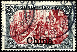 5 M. Reichspost, Type III, Nachmalung Mit Rot Und Deckweiß, Zentrisch Gestempelt K1 "PEKING 25/6 03", Tadellose Erhaltun - Deutsche Post In China