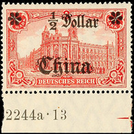 1/2 Dollar Auf 1M. , Friedensdruck, Vom Unterrand Mit HAN "2244a∙13" ( Ohne H) Ungebraucht, Gepr. Steuer BPP, Mi. 180,-, - Deutsche Post In China