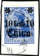 TSCHIFU 5/? 17, Kriegdatum, Auf Briefstück 10. C. Germania, Katalog: 41 BS - Deutsche Post In China