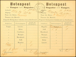 SAFFI (Marocco) / 12.12.04 / Deutsche Post, Stempel Auf Botenpost-Zettel Tanger-Mogador Und Retour, Mit Angabe Der Brief - Morocco (offices)
