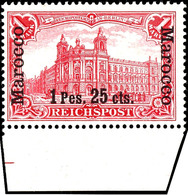 1 Mark Reichspost Mit Aufdruck "Marocco 1 Pes. 25 Cts.", Aufdruck-Type I, Tadellos Postfrisch Vom Unterrand, Michel 140, - Morocco (offices)