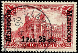 1 P. 25 C. Auf 1 M. Reichspost, Aufdruck Type II, Zentrisch Gestempelt K1 "LARACHE 26/6 04", Tadellose Erhaltung, Kabine - Morocco (offices)