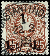 1 1/4 PIA Auf 25 Pfennig Orangebraun, Gestempelt "CONSTANTINOPEL 1/22.2.89", Tadellos, Geprüft Hollmann BPP, Mi. 340,-,  - Turkse Rijk (kantoren)