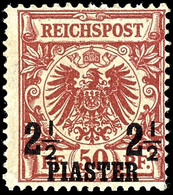 2 1 / 2 Piaster Auf 50 Pfennig Bräunlichrot, Ungebraucht, Gepr. Georg Bühler, Michel 440,-, Katalog: 10a * - Turkse Rijk (kantoren)