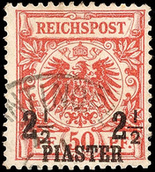 2 1/2 Piaster A. 50 Pfg Bräunlichrot, UV Dunkelrosarot, Farbfrisches Und Sauber Gestempeltes Exemplar, Kleine Ausgebesse - Turkse Rijk (kantoren)