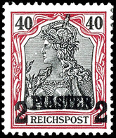 2 Piaster Auf 40 Pf. Unverausgabt Tadellos Ungebraucht Mit Kleinem Falzrest, Gepr. Richter, Mi. 400,--, Katalog: III * - Turkse Rijk (kantoren)