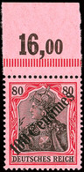 100 Cent. Auf 80 Pf. Tadellos Postfrisches Oberrandstück, Mi. 190.-, Katalog: 52OR ** - Turkse Rijk (kantoren)