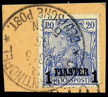 CONSTANTINOPEL 3 *DP* 23.5.05, Praktisch Komplett Auf Kabinett-Postanweisungs-Briefstück Mit Nr. 14 II, Katalog: 14II BS - Turkey (offices)