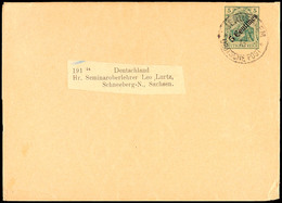 JERUSALEM DP, Einkreisstempel Je Auf Zwei GS-Streifbändern 5 Centimes A. 5 Pfg Germania In 1912/13 Nach Deutschland, Dav - Turkey (offices)