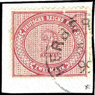 2 Mk. Ziffer Dunkelrotkarmin, Klarer Besserer Stpl. HERBERTSHÖH 5.?.99, Auf Briefstück (rechts Kl. Zahnergänzungen, Oben - Deutsch-Neuguinea