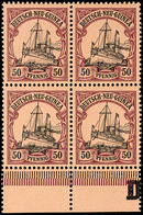 50 Pfg. Kaiseryacht, Postfrischer 4er-Block Vom Bogenunterrand, Katalog: 14(4) ** - Deutsch-Neuguinea