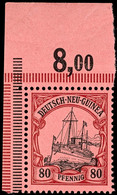 80 Pfg. Kaiseryacht Aus Der Linken Oberen Bogenecke, Postfrisch, Katalog: 15 ** - Duits-Nieuw-Guinea