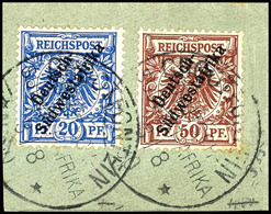 BERLINHAFEN 3/8 10, Je Klar Auf Briefstück 20 Und 50 Pfg Krone/Adler, Katalog: 4,6 BS - Duits-Nieuw-Guinea