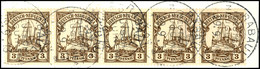 RABAUL A 29.9.13, Je Klar Und Zentr. Auf Briefstück Mit Waagr. 5er-Streifen 3 Pfg Schiffszeichnung, Katalog: 7(5) BS - Duits-Nieuw-Guinea